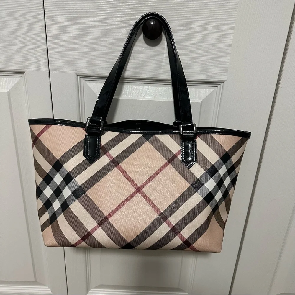 Burberry Supernova Check Bag Tote Coated Canvas‎ Luxury Style VGUC w/Dustbag - Picture 4 of 12